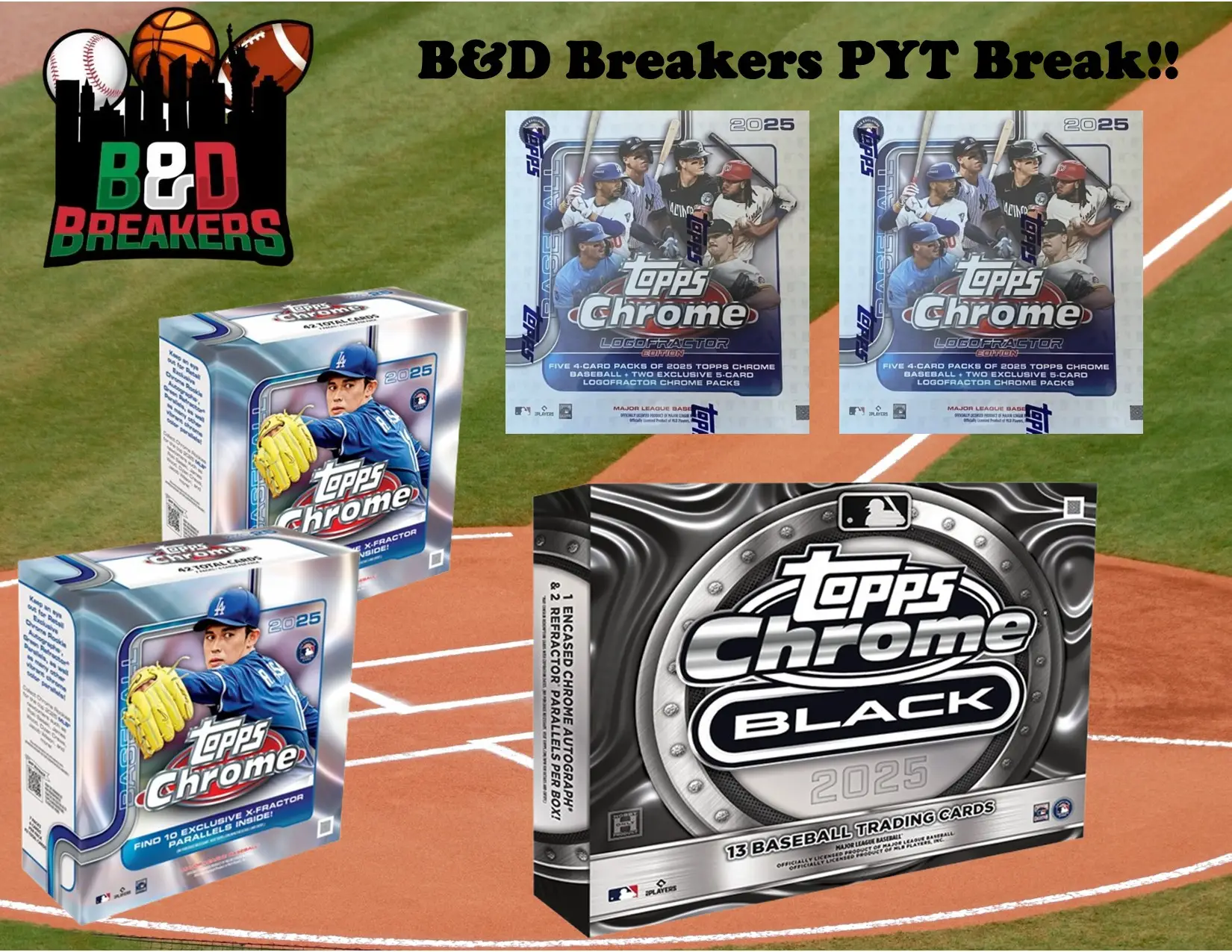 1x 2025 Topps Chrome Black hobby box & 2x 2025 Topps Chrome mega boxes & 2x 2025 Topps Chrome Logofractor boxes - PYT break - 5 total boxes -250827-2