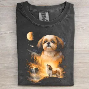 Shih Tzu Howling to The Moon T-shirt, Vintage 90s Dog Meme Graphic Tee, Animal Lover Shirt, Unisex Fit Design, Gift for Men and Women