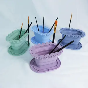 Foldable Silicone Art Brush Holder Cleaning Bucket, Multi-Functional Paintbrush Basin, Convenient Storage, Art Supplies Tool