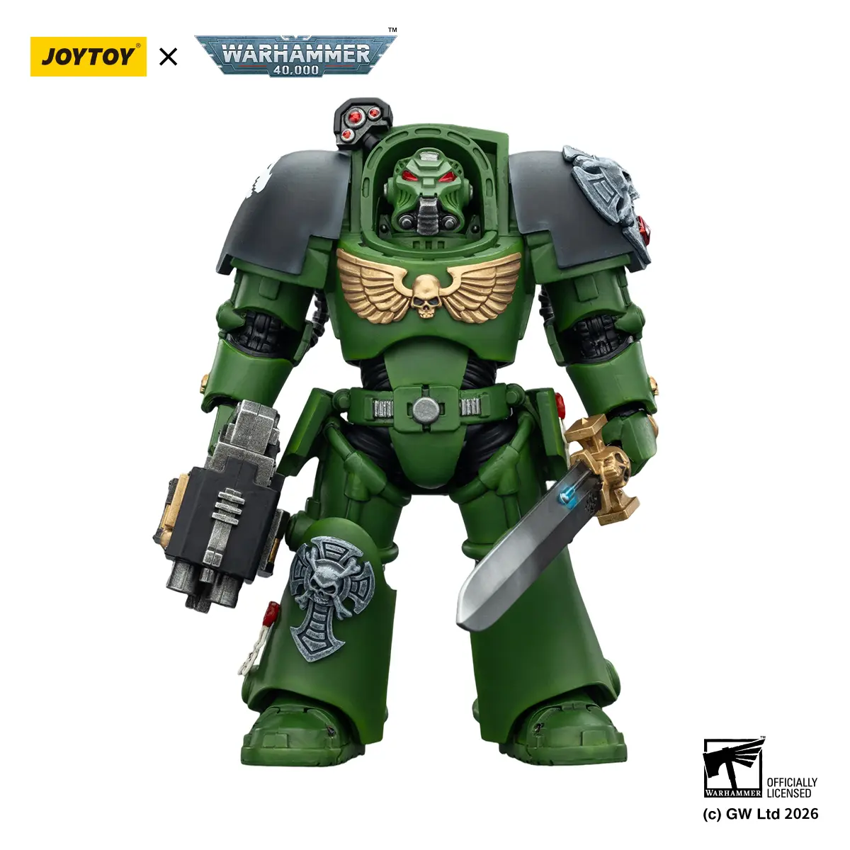 JOYTOY Warhammer 40k 1/18 Action Figure Salamanders Terminator 1 with Power Sword and Storm Bolter JT03219