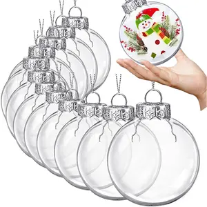 3.15 Inch Clear Plastic Fillable Ornament Balls, 12 Pack Christmas Hanging Balls with Lids and Ropes for Xmas Trees DIY Crafts Wedding Birthday Party Decor