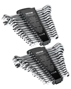 VEVOR Combination Wrench Set 30 PCS SAE 1/4" to 1", Metric 8mm to 24mm Organizer Rack