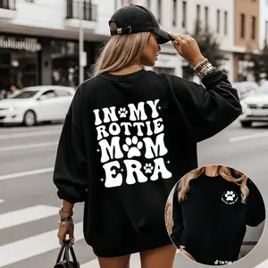 Rottweiler Mom Sweatshirt – Cute Popular Long Sleeve Black & White Dog Mom Tee