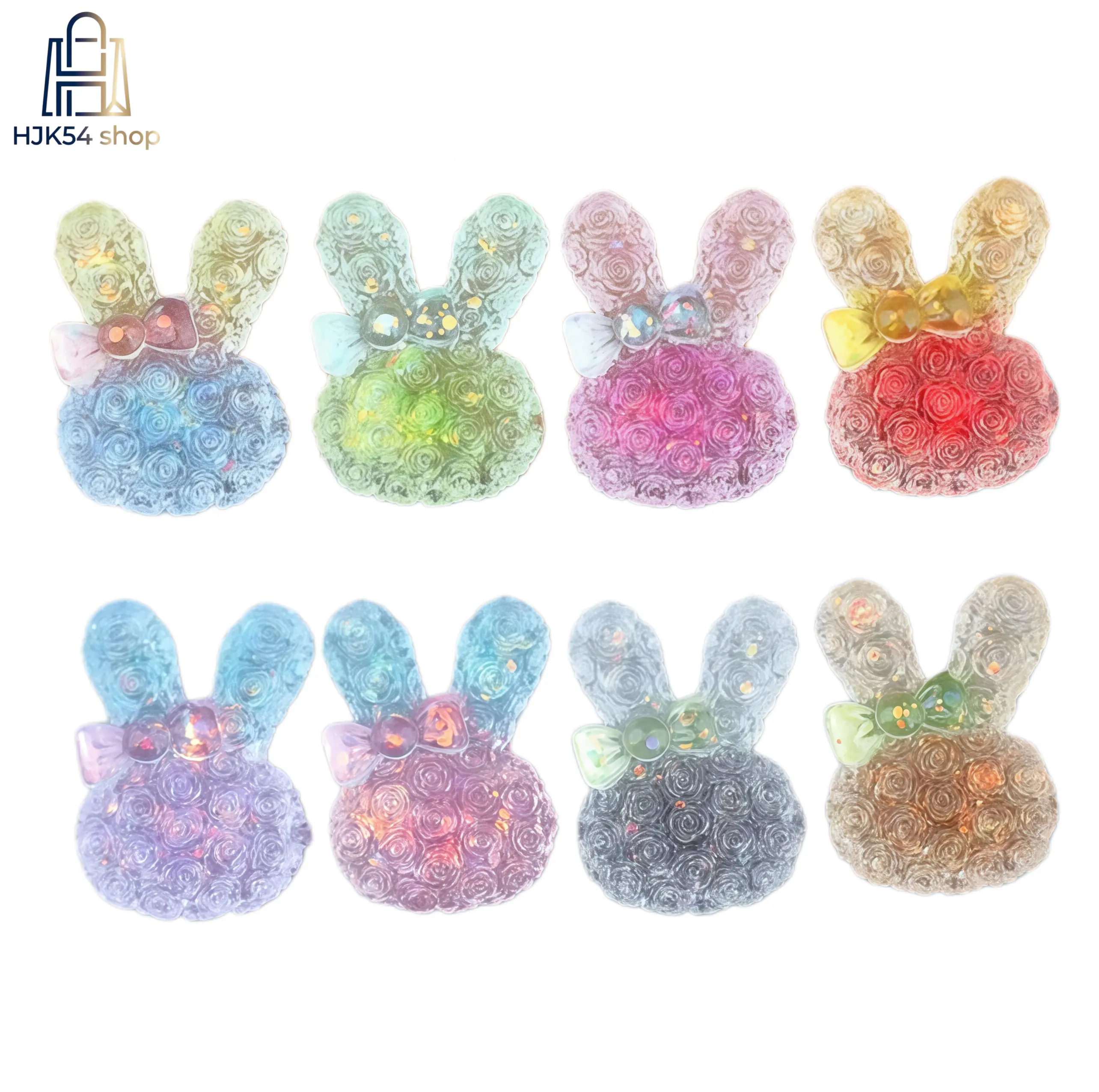 Holographic Rose Rabbit Plastic-Resin Charms, Glittered Flatback Cabochons for Craft Enthusiasts, DIY Slime Making & Crafting Ideas, Fashion Costume Jewelry Hair Accessories, Scrapbooking, Character Bead Charms & Pendants, Cute, Beads Making, Easy To Atta