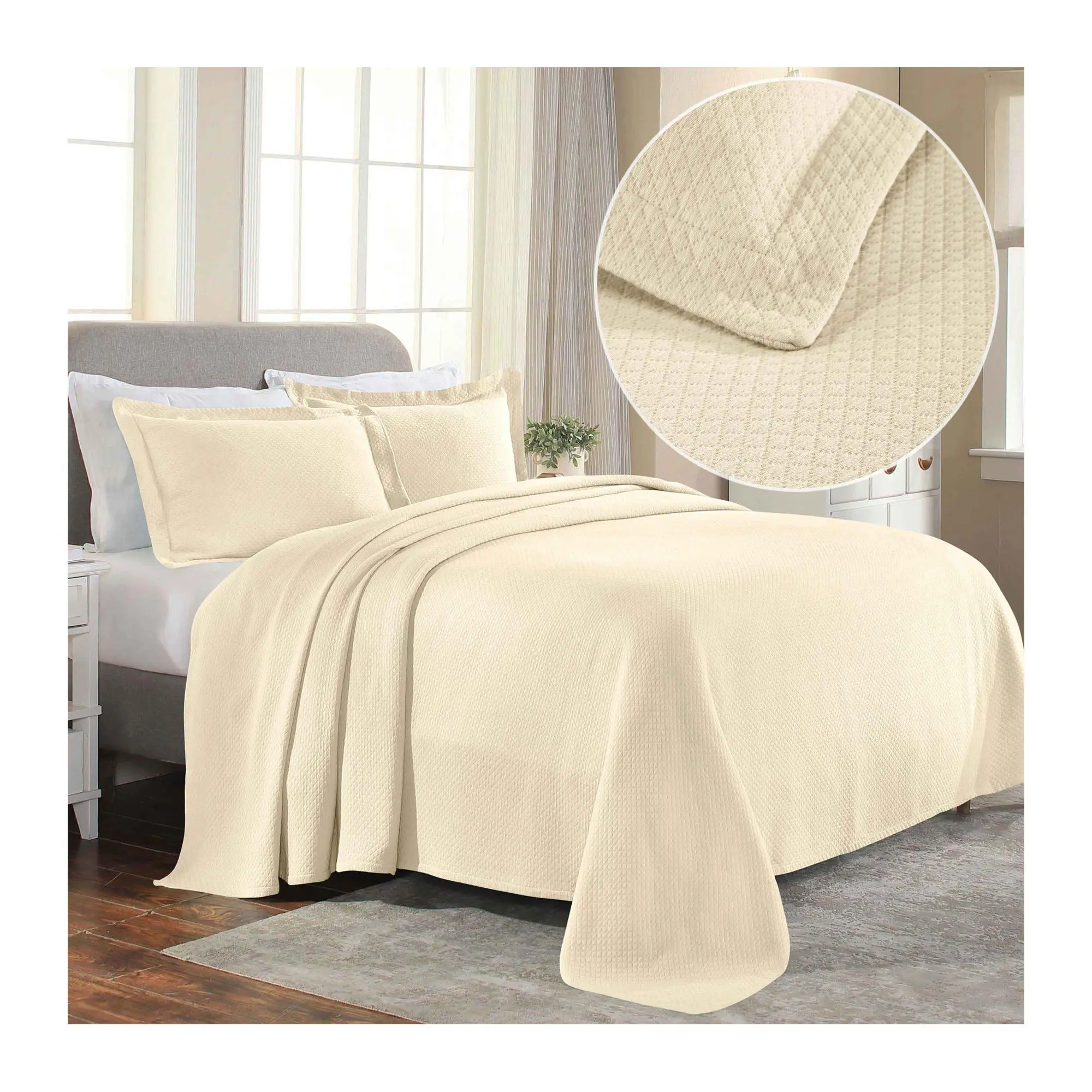 Superior Jacquard Cotton Diamond Bedspread Set,Full