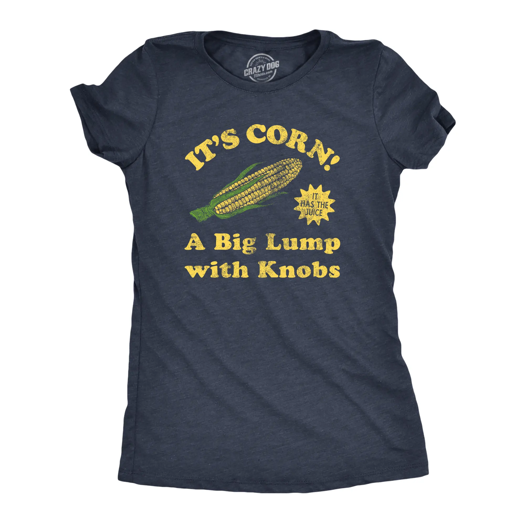 Womens Its Corn A Big Lumps With Knobs T Shirt Funny Corn On The Cob Meme Tee for Ladies Funny Womens T Shirts Cute Vintage Fashion Casual Ladies T-Shirt Gift Meme Tops for Women Funny Food Top Women's Novelty Navy -