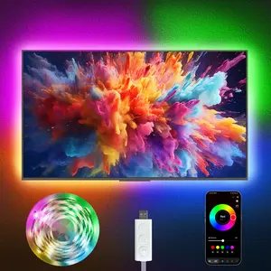 TV Backlights 16.4FT LED Strip Lights for TV, RGB TV LED Lights Behind, Music Sync Bluetooth APP and Remote Control TV LED Strip Lights USB Powered for Gaming Bedroom home party decoration room decor TV Sync LED Gifts for Black Friday & Cyber Monday
