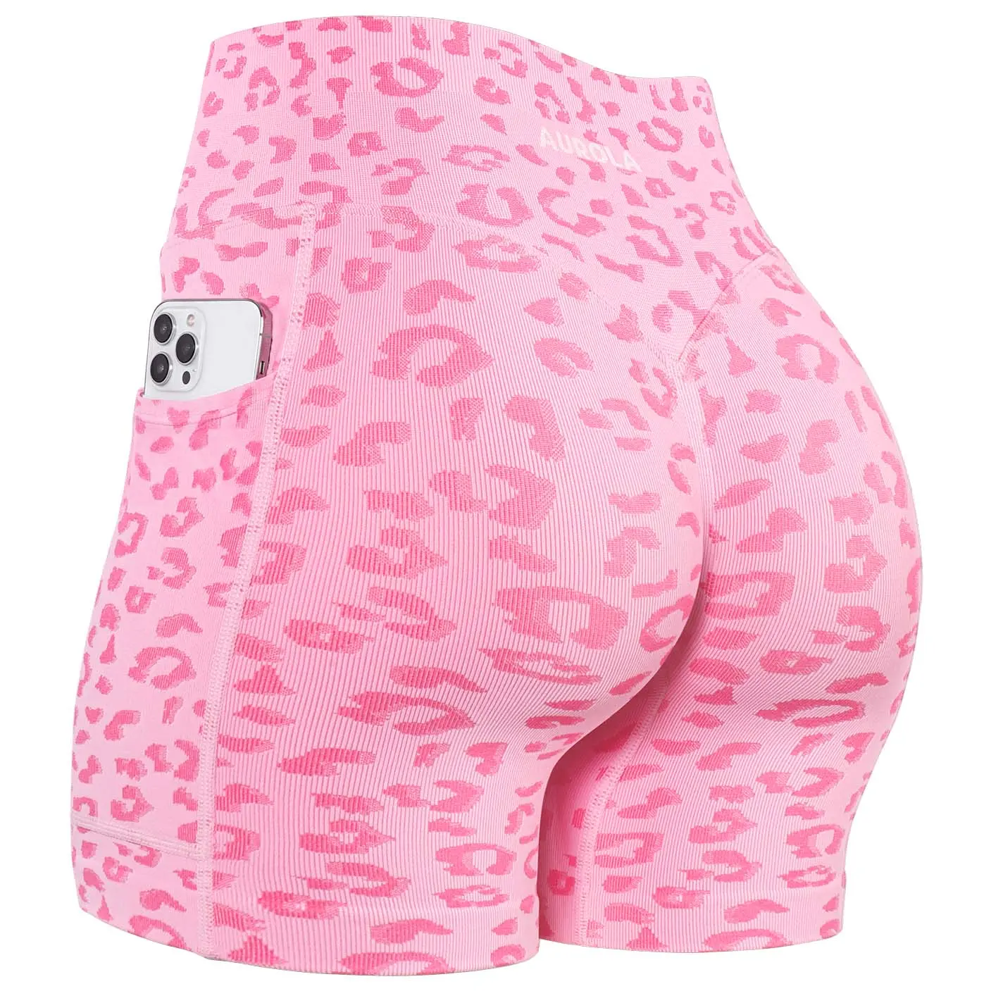 AUROLA Leopard Workout Shorts for Women with Pockets, Seamless Scrunch Butt High-Waisted Yoga and Gym Athletic Shorts tiktokshopbacktoschool