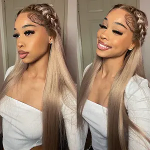 [13x6 Ash Blonde] Megalook Ash Blonde Glueless Lace Frontal Wigs Silky Straight With Drawstring 100% Human Hair Wig Pull Go Beginner Friendly #Summervibes