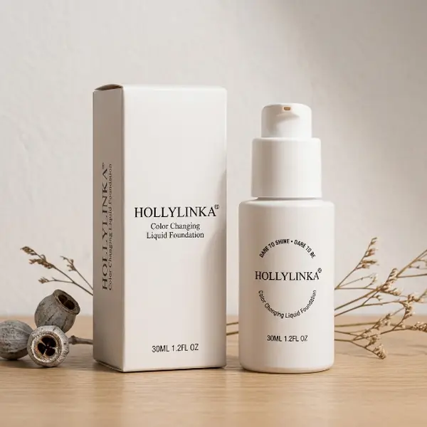 Hollylinka Color-Adapting Liquid Foundation Cosmetic - Lightweight, Hydrating, Vegan Face Makeup with Glycerin, Natural-Looking Coverage, Dewy Smooth Finish for Daily Use (Hydrates & Locks in Moisture)