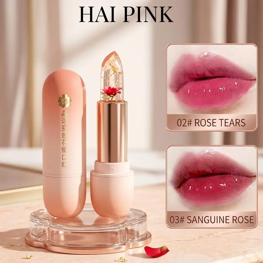 Flower Design Lipstick, 1 Count Color Changing Moisturizing Lip Balm, Luxurious Long Lasting Tinted Hydrating Lip Gloss, Suitable for All Occasions Lip Makeup, Girls and Women Makeup Accessories, Cosmetic, Christmas Gift, Hydrating Lipgloss  lip-plumping