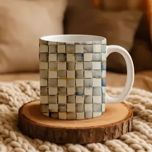 Mackenzie Childs Sterling Check Mug, Sterling Check Pattern Mug, Elegant Hand Painted Style Ceramic Coffee Cup, Luxury Home Decor Kitchenware, Mother's Day Gifts for Wife Housewarming Anniversary & Spring Social Gathering Presents