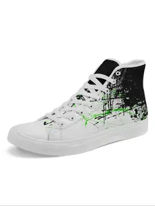 Men's Splatter Art Rock Looks Sneakers, Unisex Comfortable Soft Sole Running Shoes for Street Style, Casual Daily Wear for Skaters & Music Festivals