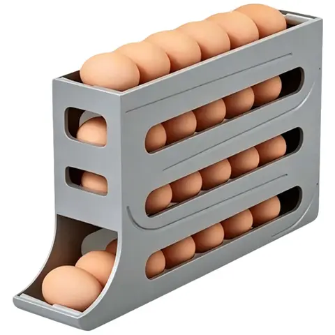 4 Tiers Egg Holder for Fridge， Automatic Egg Rolling Rack, 30 Eggs Storage Rack, Egg Distributor for Refrigerator, Egg Storage Rack for Kitchen, Utensils
