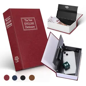 Fake Book Jewelry Storage Box with Combination Lock (Key Lock), New English Dictionary Style Metal Secret Box, Earrings Watch Jewelry Cash Hidden Storage Container, Unique Gift for Girls