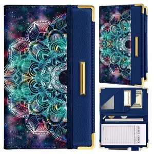 Server Book For Waitress Serving Books With Zipper Pocket Leather Check Restaurant Waiter Booklet Organizer Holder