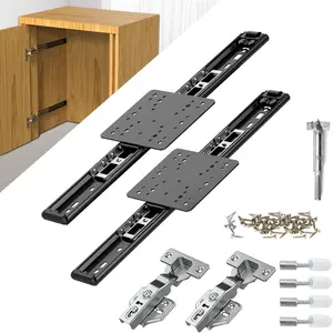 GJANSH Pocket Door Slides 12 inch 2 PCS and Pocket Door Hardware for Inset and Cabinet Door, Disappearing and Hidden The Slides and The Hinges. fathersdaygift