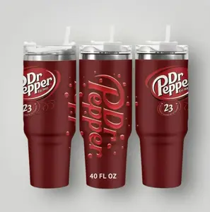 Dr Pepper Tumbler, 40oz With Handle Tumbler, Paint Drip Design, Christmas Gift, 40oz Stainless Steel Tumbler, Glitter Design, Perfect Gift For Pepper Lover