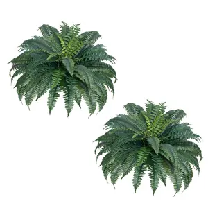 VEVOR Artificial Ferns 2 Pcs,  Natural Spread Diameter 43-47 Inch, Large Hanging Artificial Boston Ferns, Fake Plant Wall Decor with 50 Branches, Faux Fern for Home and Office (Flowerpot Unincluded)
