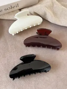 3-Piece 9cm Large Lightweight Hair Claw Set, & Solid Color Flat Claw Clips for Women, Minimalist & Versatile for Daily, Party & Beach