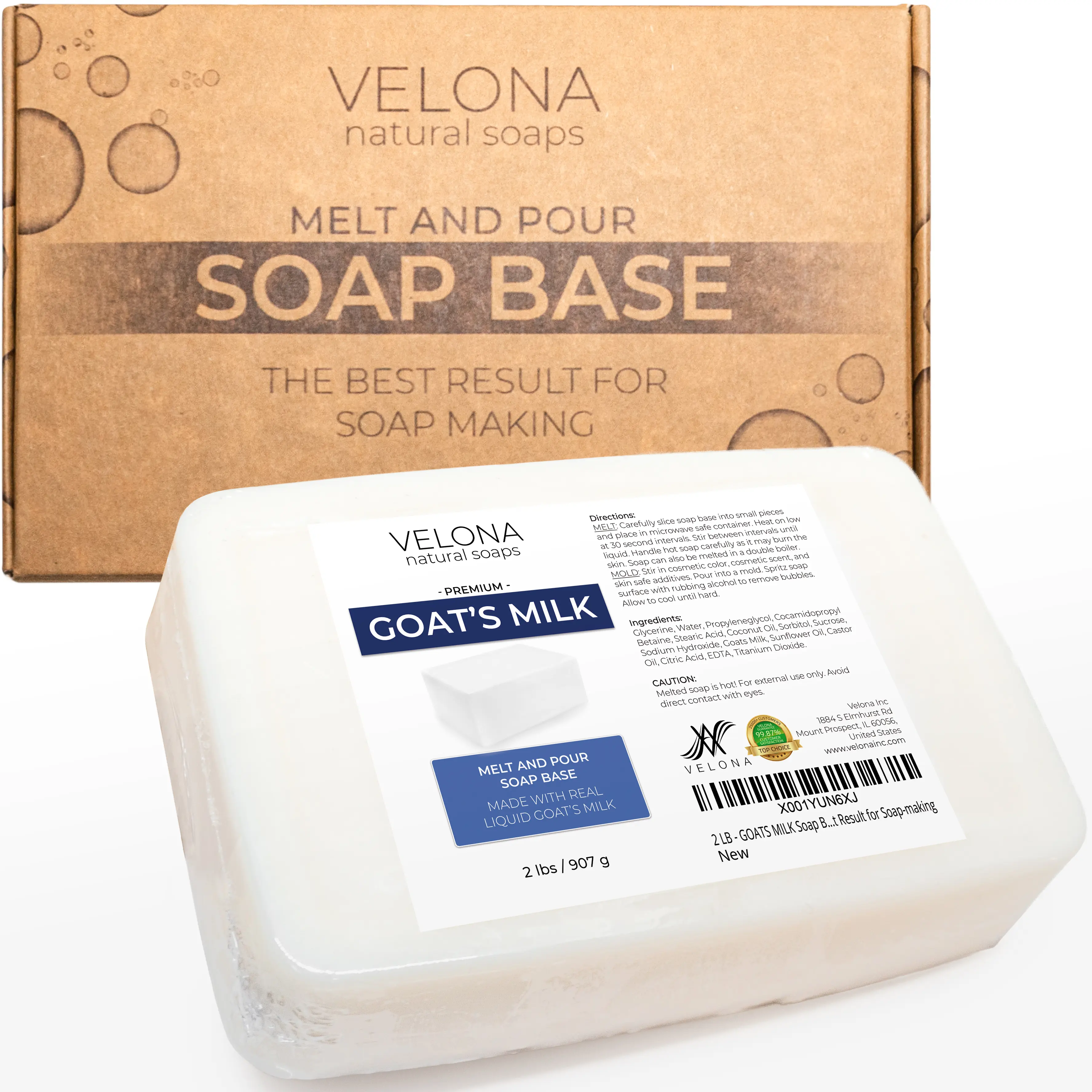2 LB - Goats MILK Soap Base by Velona | SLS/SLES free | Melt and Pour | Natural Bars For The Best Result for Soap-making