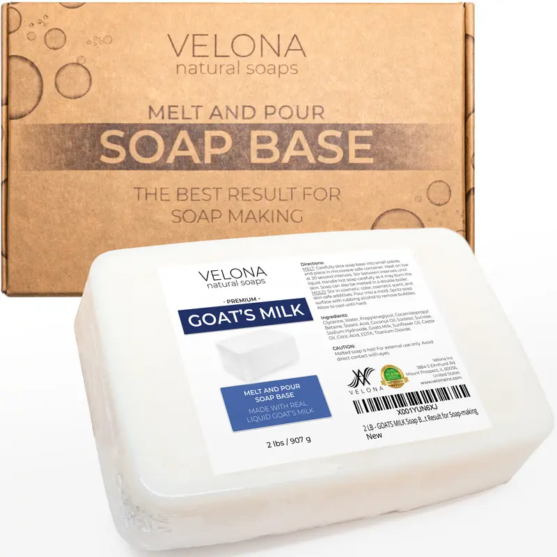 Velona 2 LB Glycerin Goat Milk Melt and Pour Soap Base - SLS/SLES-Free Gentle Cleansing Body Care for All, Moisturize & Skin Repair, Custom Scent Creation, 100% Satisfaction Guarantee, 24 Months Support