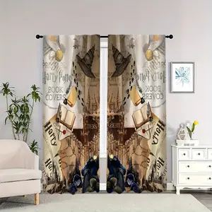 Harry Potter themed interior curtains, thermal insulated curtain, featuring a magical world theme, are light-blocking, heat-insulating, and soft, suitable for home décor.