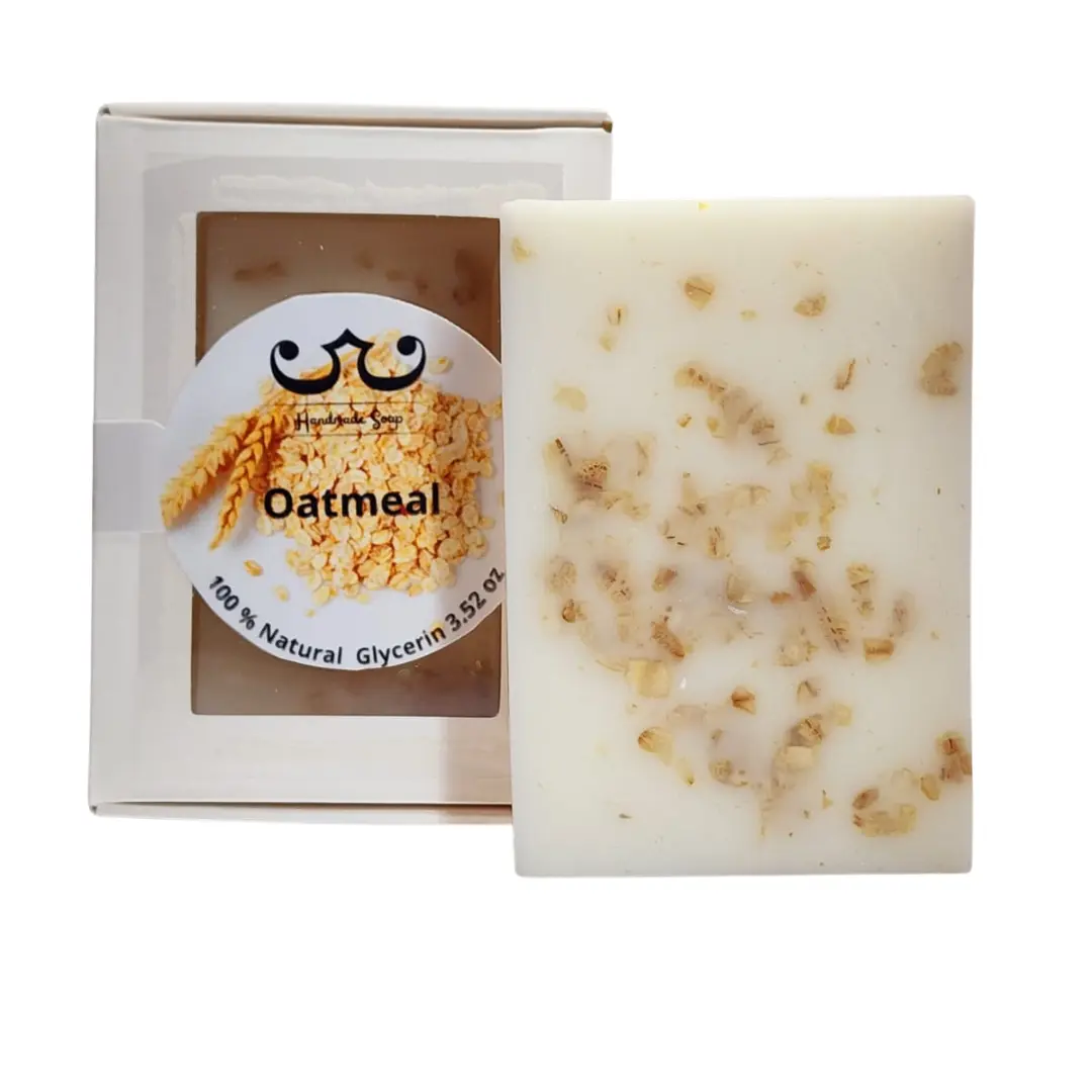 Handmade Oatmeal Soap - 100% Natural Glycerin 3.52oz - Natural Ingredients Soap Bar with Oatmeal Flakes