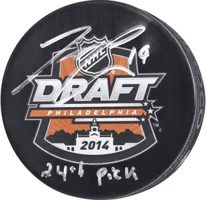 Jared McCann Seattle Kraken Autographed 2014 NHL Draft Logo Hockey Puck with "#24 Pick" Inscription - Fanatics Authentic Certified