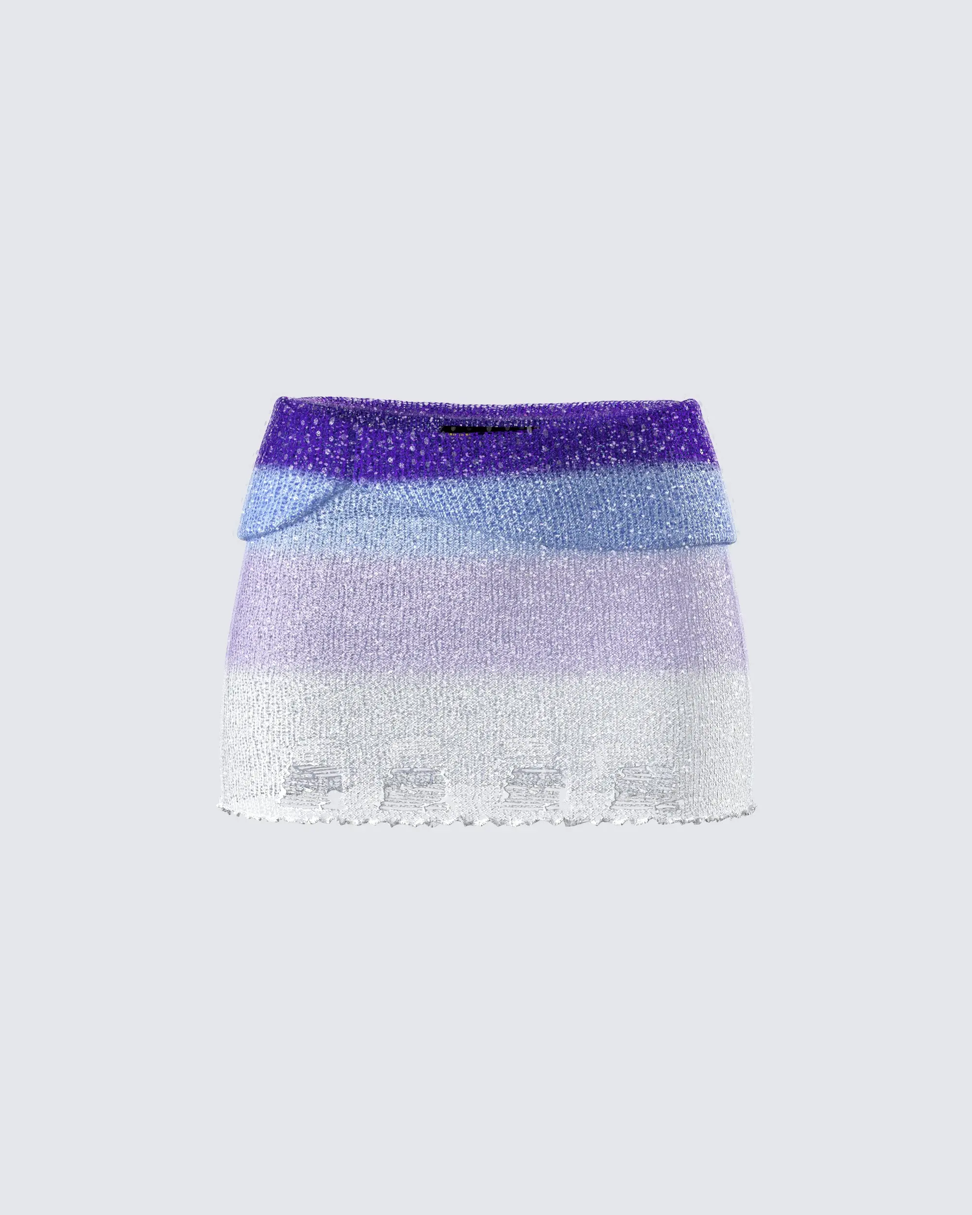 Ombre Sequin Mini Skirt for Women, Bodycon Polyester Party Wear with an Elastic Waist and Scalloped Hem, Bottom, Fitted, Clothes, Mini Skirts, Sequin Skirts, Pull On, Bedazzled Skirts