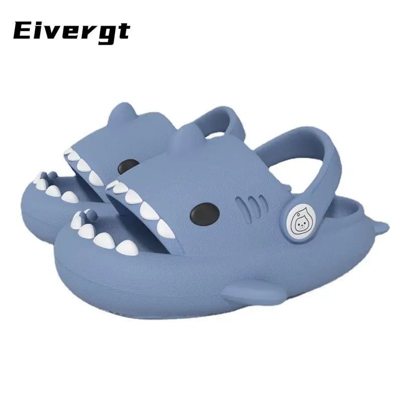 Kids Summer Beach Slippers, Cartoon Shark Shaped Soft Sandals with Thick Nonslip Soles for Girls, Boys, 4 Colors