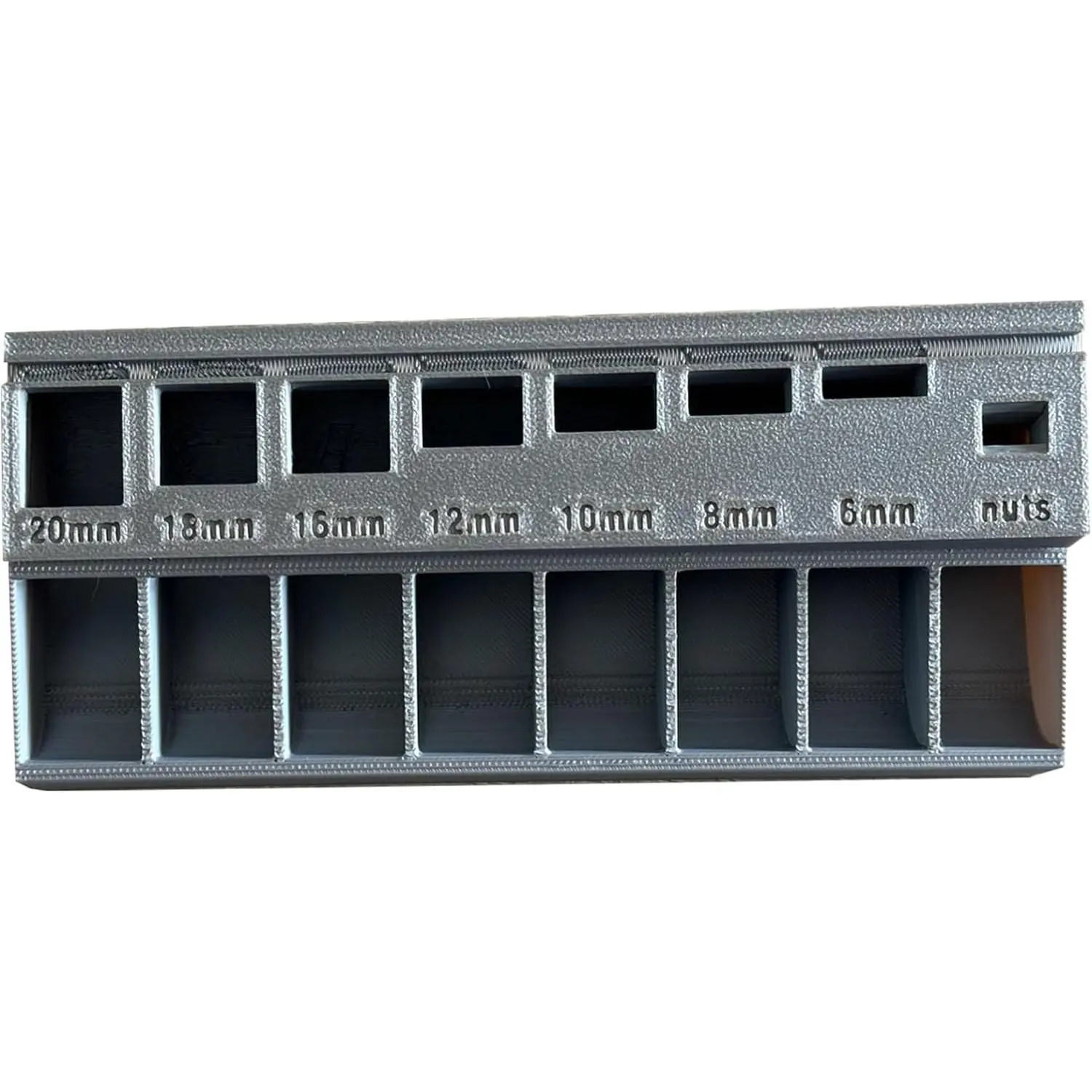 3D Printed PLA M3 Screw Storage Box with 7 Measuring Slots - Precision Bolt Sorting Tray, Tool Organizer for Hardware and Small Parts, Small Parts Storage