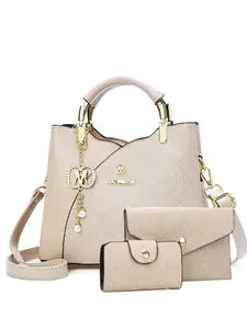 Trendy Vintage Fabric Classic Elegant Fashionable Style Versatile Practical Large Capacity Shoulder Crossbody Three-Piece Set Women's Bags, PU Material, Ca Prop 65 Compliant