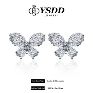 【4.20】Marquise Butterfly Full Moissanite Studs vvs Synthetic Moissanite Earrings in 925 Sterling Silver