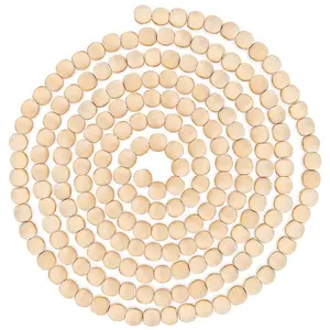 9 Foot Natural Wood Bead Christmas Garland Wooden Christmas Tree Garland Perfect for Rustic Natural Country Farmhouse
