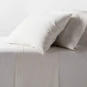 King Organic Percale Sheet Set Khaki/White Stripe - Threshold