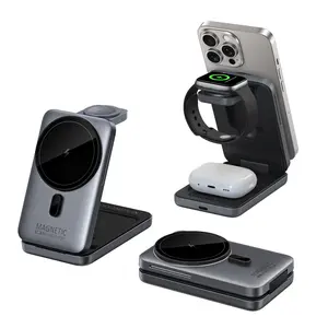 Wireless Charging Station Charging Dock 3-In-1 Foldable Fast Magnetic Charger for Apple Devices, Compatible with iPhone 17 16 15 14 13 12 Series, AirPods 4/3/2/pro, Iwatch 3-10 Se Ultra