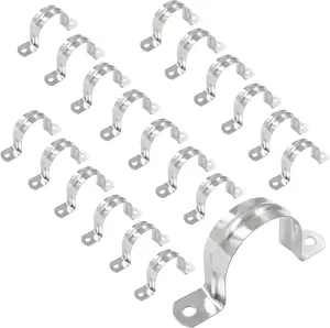 20Pcs M45 Rigid Pipe Strap - Stainless Steel Conduit Clamps Two Hole Strap U Bracket Tube Strap Clamp for 1-3/4 Inch Pipes