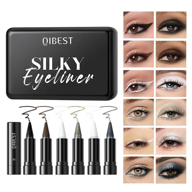 6-piece 2-in-1 eye shadow+eyeliner pen set, Eyeliner Pencil Set, Eyeliner for Waterline, smooth, easy to apply, waterproof, sweat resistant, and color resistant, creating natural eye makeup