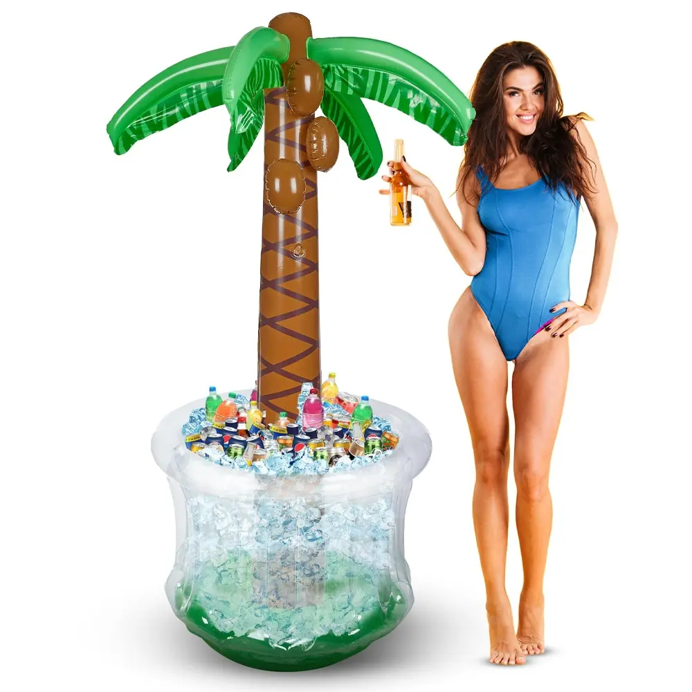 Inflatable Palm Tree Cooler - Blow Up Palm Tree Party Cooler, Luau Hawaiian Tropical Beach Theme, Summer Swimming Pool Party Decorations - Outdoor Party Supplies - Kids Adults Birthday
