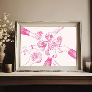 Handheld Cocktail Party Pattern Unframed Painting, 1 Count Modern Canvas Wall Art, Wall Decor for Home Living Room Bedroom Office, Ornaments