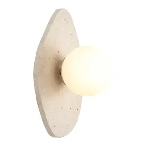 Tivoli 12" Modern Minimalist 1-Light Ovoid Travertine LED Wall Sconce