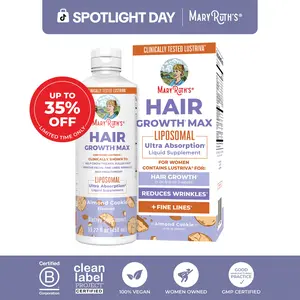 MaryRuth's Hair Growth Max Liposomal - Lustriva + Biotin 10000mcg + Pumpkin Seed Oil - Thicker Hair - Improve Wrinkles & Fine Lines - 15.22 Fl Oz