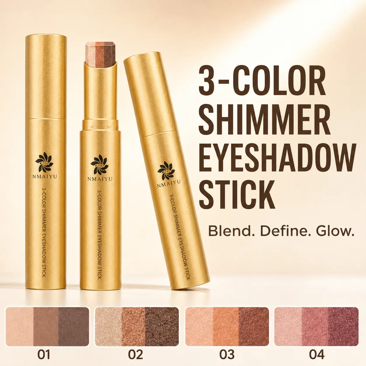 3-in-1 Eyeshadow Stick: Effortless Blending, All-Day Wear — Perfect for Beginners!