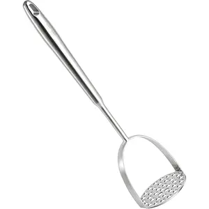 Heavy Duty Mashed Potatoe Masher, Professional Integrated Stainless Steel Potato Masher, Food Masher for Avocado, Potatoes, Beans, Meat, Vegetables, Dishwasher Safe (Heavy Duty stainless steel Masher)