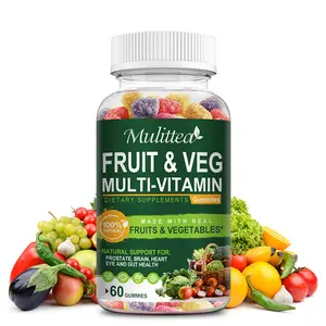Fruits and Vegetables Gummies, Fruit & Herbs, Fruit and Vegetable, Non-GMO, Pectin-Based, Gluten-Free Healthcare Dietary, 60 Count