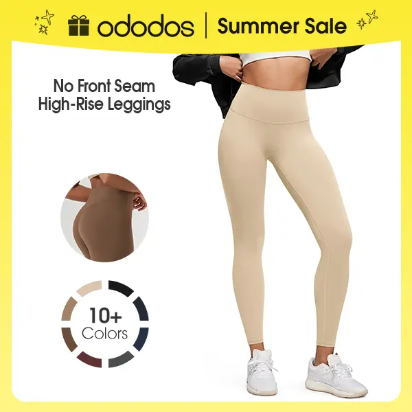 ODODOS No Front Seam Yoga Leggings for Women - 25" / 28" High Waist Buttery Soft Lounge Yoga Pants