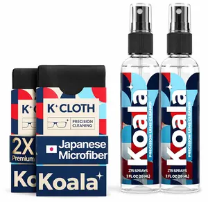 Eyeglass Lens Cleaner Spray Kit 2 Bottles + 2 Microfiber Cloths for Glasses Screens