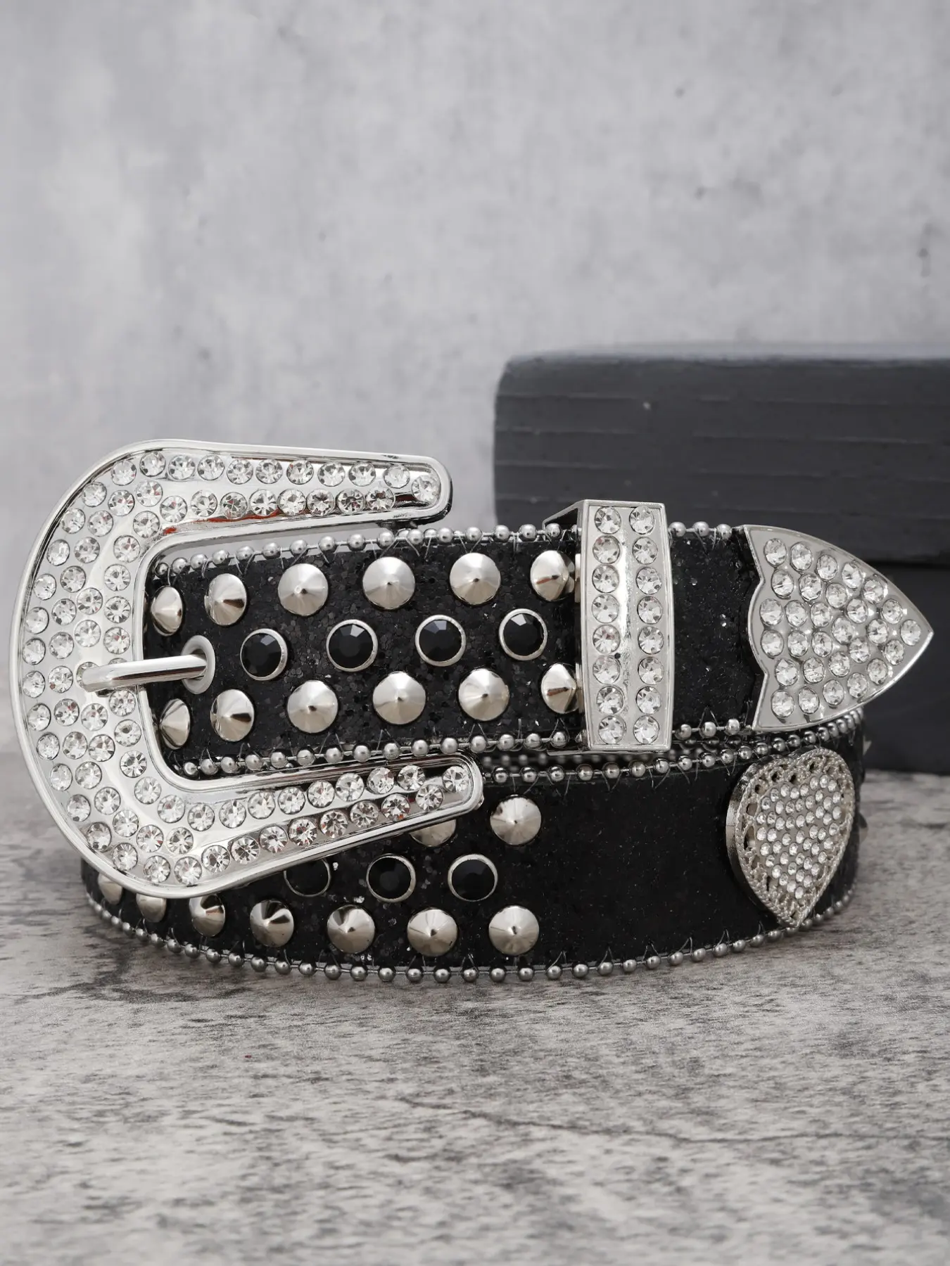Clover Rhinestone Black Rope Belt Buy Black Croc Western Rhinestone Belt - Capo Pelle - Made  main image 3