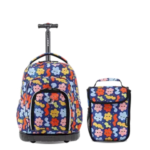 Lollipop Kids Rolling Backpack With Lunch Bag (16 Inch) in Baby Cloud